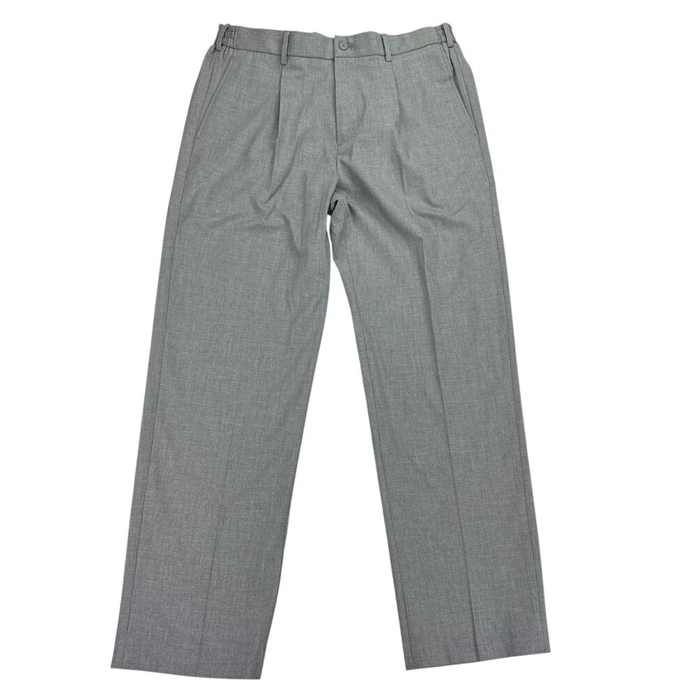 Tommy Hilfiger Mens TH Flex Dean Modern Fit Pleated Solid Dress Pants Gray 34x30